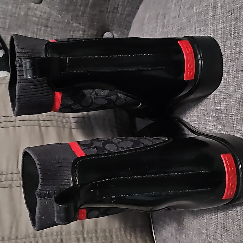 Coach Black and Red Rain Boots - Picture 4 of 5